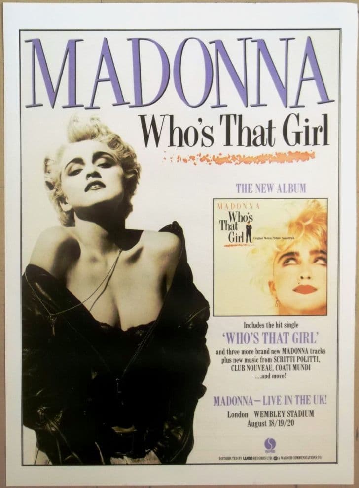 WHO S THAT GIRL - UK 1987 PROMO POSTER