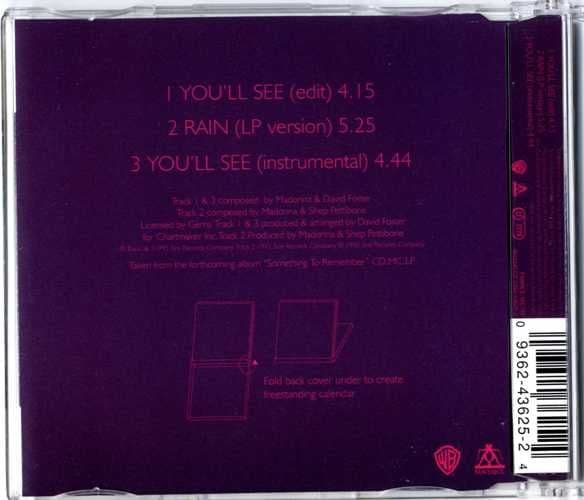 YOU LL SEE - UK CD SINGLE CALENDAR W0324CDX