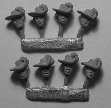 KMM Heads 15 - Plumed hats looped up at left