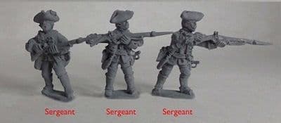 SYW/FIW B09B British Line Infantry Hat Company 3 Sergeants in Fighting Stances