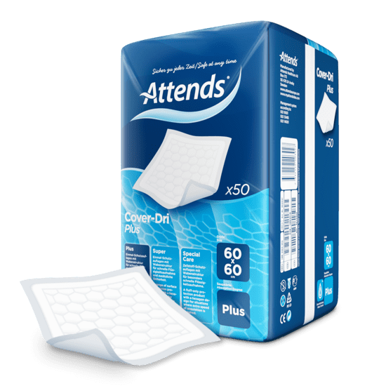 Attends CoverDri PLUS Disposable Underpads Incontinence Bed Pads 60cm x 60cm 50 pack