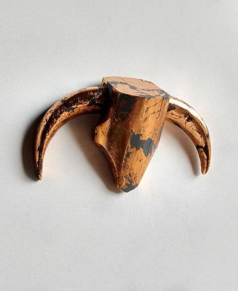 Cattle Skull Wall Art - DISTRESSED COPPER ACCENTS COW'S HEAD - *ONE-OFF*