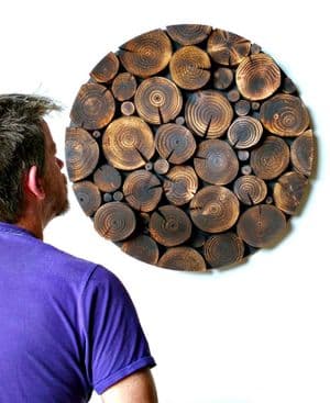 Log Wall Art - CIRCULAR MOSAIC in BLACKENED