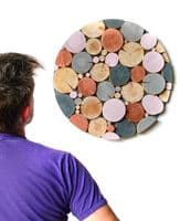 Log Wall Art - CIRCULAR MOSAIC in MIST