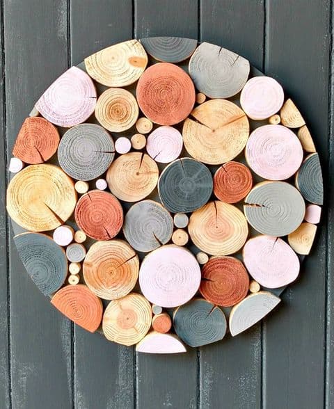 Log Wall Art - CIRCULAR MOSAIC in MIST