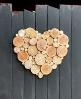 Log Wall Art - HEART SHAPED MOSAIC in NATURAL WOOD