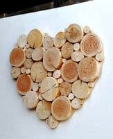 Log Wall Art - HEART SHAPED MOSAIC in NATURAL WOOD