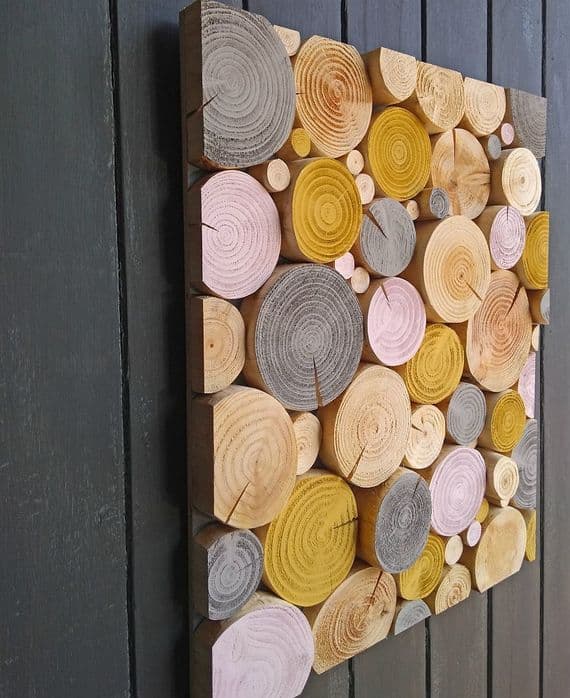 Log Wall Art - RECTANGULAR MOSAIC in BLUSHED OCHRE