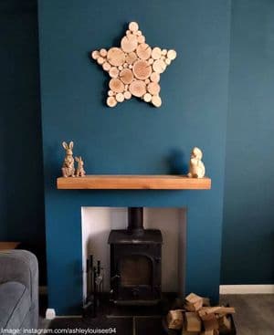 Log Wall Art - STAR MOSAIC in NATURAL WOOD