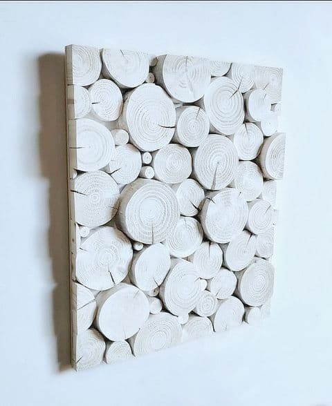 ONE ONLY! READY FOR IMMEDIATE DISPATCH Log Wall Art - RECTANGULAR MOSAIC SCANDI STYLE