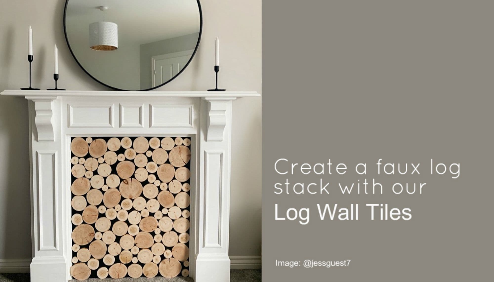 Use Log Wall Tiles from The Log Basket to create a faux log stack or build a fireplace cover in a shallow recess, or cover a wall