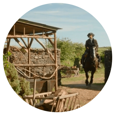 Rustic poles from tipipoles.co.uk supplied for film and tv sets including Poldark BBC production