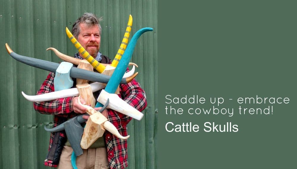 Unique Cattle Skull wall art cowboy or ranch style by The Log Basket