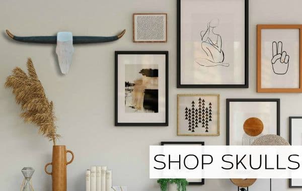 Hand crafted wooden cattle skulls for your wall from The Log Basket