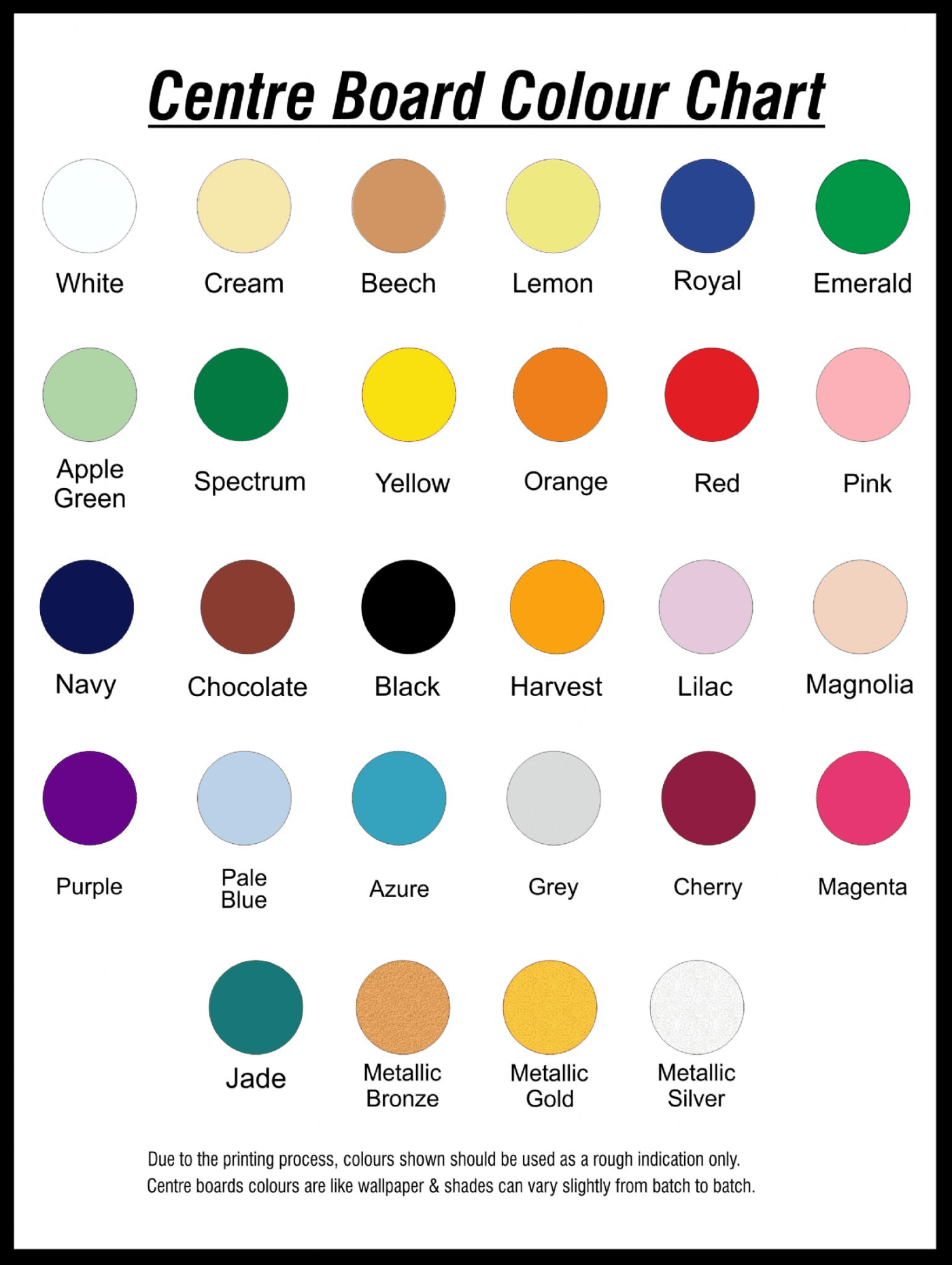 Unprinted Centre Boards