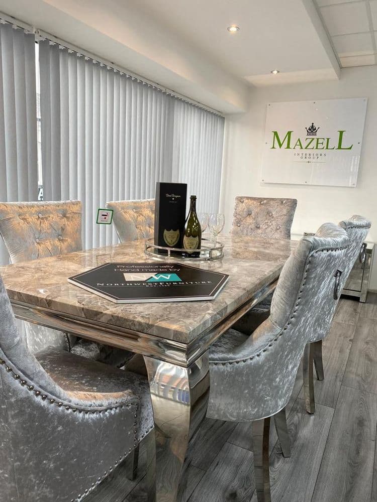 Grey knocker chairs and discount table