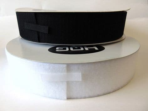 0 20mm Sew-On Hook or Look Tape - 25m Roll - Choice of Colour