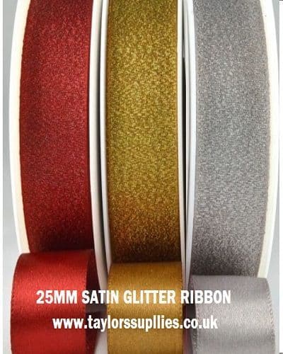 0 25mm Satin Glitter Ribbon
