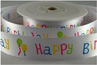 0 54014 - 25mm Happy Birthday Printed Ribbon