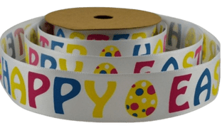 0 55047 - 25mm Happy Easter Ribbon x 10 Metre