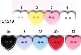 0 CN219 2 Hole Heart Shape Buttons 100 Piece Bag