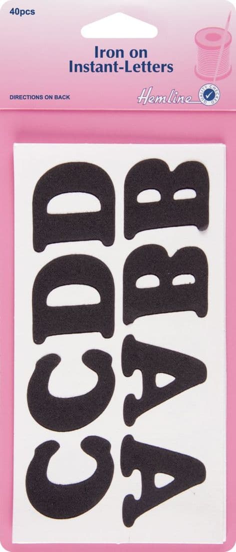 0  H825.B Iron-On Instant Letters: Black - 40pcs