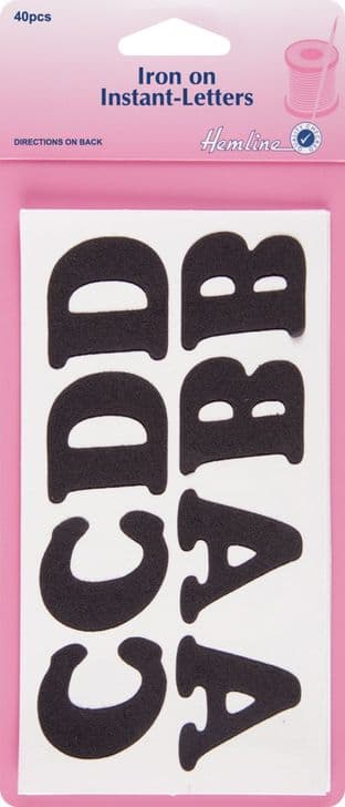 0 H825.B Iron-On Instant Letters: Black - 40pcs