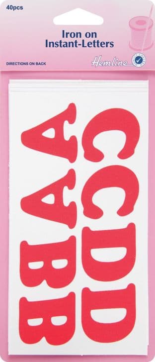 0 H825.R Iron-On Instant Letters: Red - 40pcs