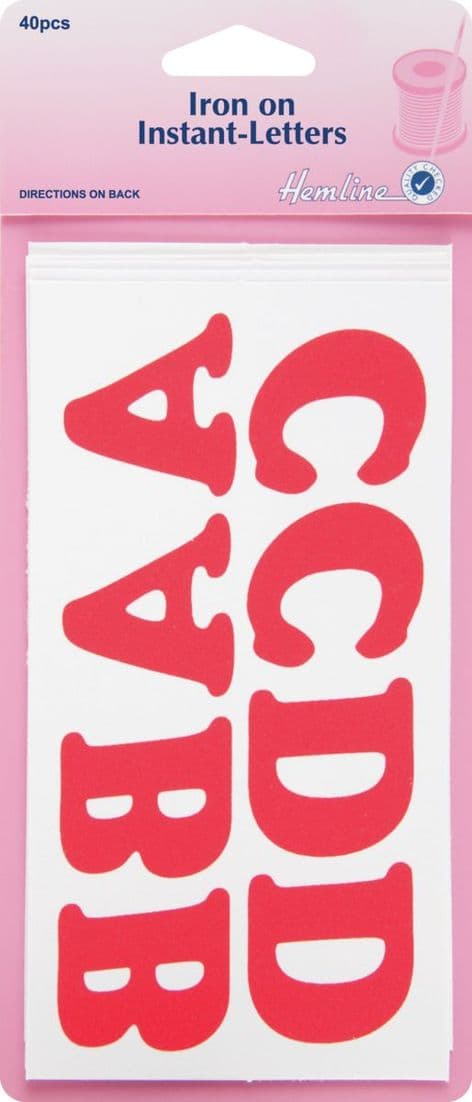 0 H825.R Iron-On Instant Letters: Red - 40pcs