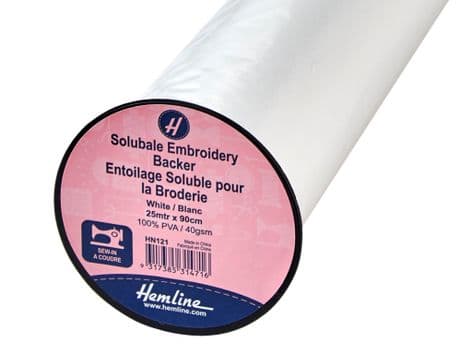 0 HN121: Embroidery Backer: Soluble: 25m x 90cm: White