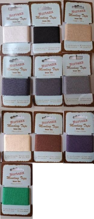 0 NMT Iron-On Mending Tape: 35mm x 1m - Choice of Colour