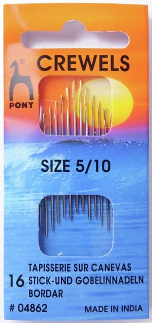 0 P04862 Gold Eye Sewing Needles: Crewels Size 5-10 - Pony