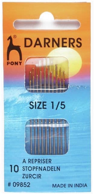0 P9852 Gold Eye Sewing Needles: Darners Size 1-5 - Pony