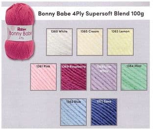 0 Robin Bonny Babe 4 Ply Knitting Yarn - 10 x 100g balls - Full Colour Range