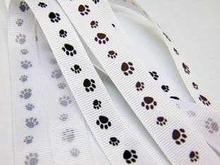 0 SR1224 12mm Paw Print Grosgrain Ribbon - 20m - Full Colour Range