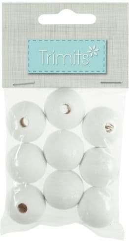 0 Wooden Craft Beads: Round: 25mm: 9 Pieces: