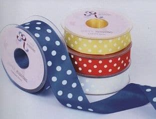 00SR1204/25 Polka Dot Spotted Ribbon - 25mm - 20m - Full Colour Range