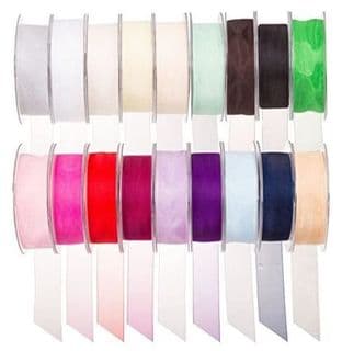 00SR1209 25mm Sheer Organza Ribbon - 25m - Full Colour Range