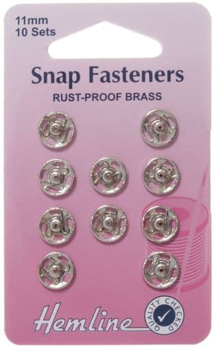 0H420.11 Sew On Snap Fasteners: Nickel - 11mm