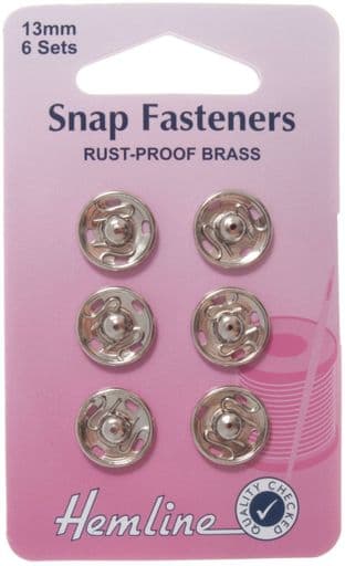 0H420.13 Sew On Snap Fasteners: Nickel - 13mm