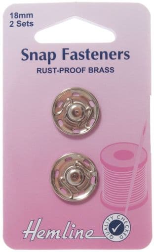0H420.18 Sew On Snap Fasteners: Nickel - 18mm