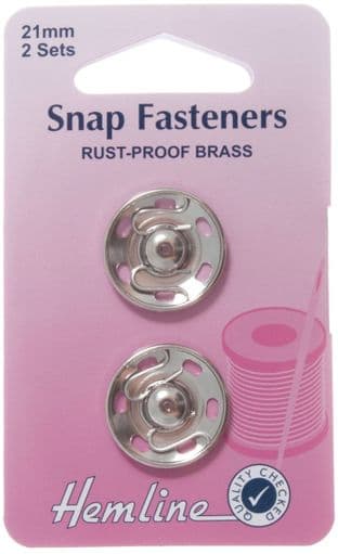 0H420.21 Sew On Snap Fasteners: Nickel - 21mm
