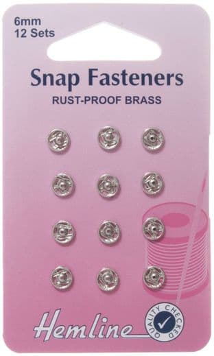 0H420.6 Sew On Snap Fasteners: Nickel - 6mm