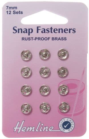 0H420.7 Sew On Snap Fasteners: Nickel - 7mm
