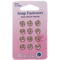 0H420.9 Sew On Snap Fasteners: Nickel - 9mm