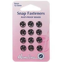 0H421.9 Sew-on Snap Fasteners: Black - 9mm