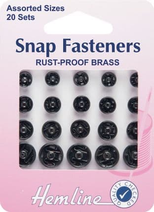 0H421.99 Sew On Snap Fasteners: Assorted - Black