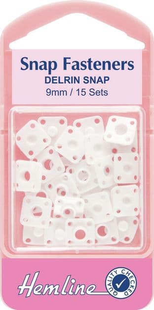 0H423 Sew On Snap Fasteners: Derlin (Plastic) - 9mm