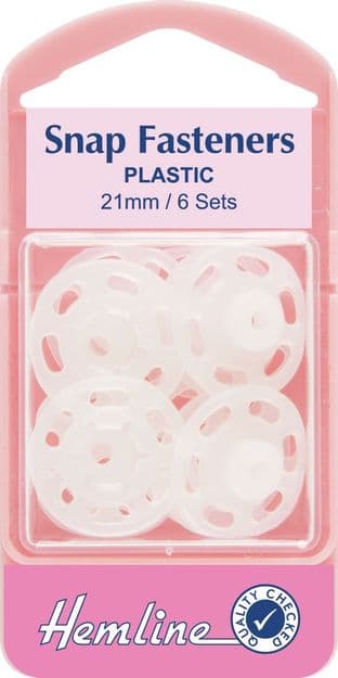 0H424.XL Sew On Snap Fasteners: Clear (Plastic) - 21mm