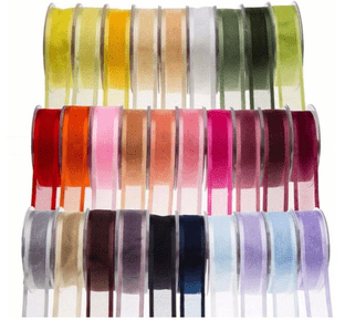 0SR1206 25mm Sheer Organza Ribbon with Satin Edge - 25m - Full Colour Range